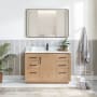 Miseno San 48" Free Standing Single Basin Vanity Set with Cabinet, Composite Stone Vanity Top and Mirror Fir Wood Brown / White Grain