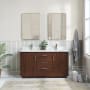 Miseno San 60" Free Standing Double Basin Vanity Set with Cabinet, Composite Stone Vanity Top and Mirror Natural Walnut / White Grain