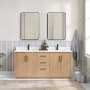 Miseno San 72" Free Standing Double Basin Vanity Set with Cabinet, Composite Stone Vanity Top and Mirror Fir Wood Brown / White Grain