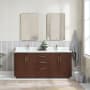 Miseno San 72" Free Standing Double Basin Vanity Set with Cabinet, Composite Stone Vanity Top and Mirror Natural Walnut / White Grain