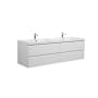 Miseno Aurora 72" Wall Mounted Double Basin Vanity Set with Cabinet and Acrylic Vanity Top Glossy Polar White