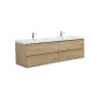 Miseno Aurora 72" Wall Mounted Double Basin Vanity Set with Cabinet and Acrylic Vanity Top Sonoma Oak