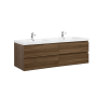 Miseno Aurora 72" Wall Mounted Double Basin Vanity Set with Cabinet and Acrylic Vanity Top Smokey Walnut