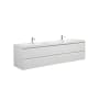 Miseno Aurora 84" Wall Mounted Double Basin Vanity Set with Cabinet and Acrylic Vanity Top Glossy Polar White