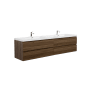 Miseno Aurora 84" Wall Mounted Double Basin Vanity Set with Cabinet and Acrylic Vanity Top Smokey Walnut