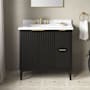 Miseno Indy 36" Free Standing Single Basin Vanity Set with Cabinet and Cultured Marble Vanity Top Onyx Black / White Engineered Marble