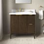Miseno Indy 36" Free Standing Single Basin Vanity Set with Cabinet and Cultured Marble Vanity Top Dark Walnut / White Engineered Marble