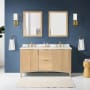 Miseno Indy 60" Free Standing Double Basin Vanity Set with Cabinet and Cultured Marble Vanity Top Rustic Ash / White Engineered Marble