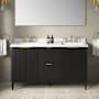 Miseno Indy 60" Free Standing Double Basin Vanity Set with Cabinet and Cultured Marble Vanity Top Onyx Black / White Engineered Marble