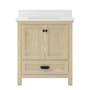Miseno Brantley 32" Free Standing Vanity Set with Cabinet and Snow White Quartz Vanity Top Winter Oak
