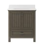 Miseno Brantley 32" Free Standing Vanity Set with Cabinet and Snow White Quartz Vanity Top Distressed Grey