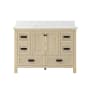 Miseno Brantley 48" Free Standing Vanity Set with Cabinet and Snow White Quartz Vanity Top Winter Oak