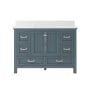 Miseno Brantley 48" Free Standing Vanity Set with Cabinet and Snow White Quartz Vanity Top Harbor Blue