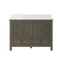 Miseno Brantley 48" Free Standing Vanity Set with Cabinet and Snow White Quartz Vanity Top Distressed Grey