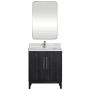 Miseno Gara 30" Free Standing Single Basin Vanity Set with Cabinet, Composite Stone Vanity Top and Mirror Fir Wood Black