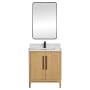 Miseno Gara 30" Free Standing Single Basin Vanity Set with Cabinet, Composite Stone Vanity Top and Mirror Washed Ash Grey