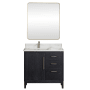 Miseno Gara 36" Free Standing Single Basin Vanity Set with Cabinet, Composite Stone Vanity Top and Mirror Fir Wood Black