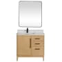 Miseno Gara 36" Free Standing Single Basin Vanity Set with Cabinet, Composite Stone Vanity Top and Mirror Washed Ash Grey