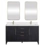 Miseno Gara 60" Free Standing Double Basin Vanity Set with Cabinet, Composite Stone Vanity Top and Mirror Fir Wood Black