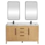 Miseno Gara 60" Free Standing Double Basin Vanity Set with Cabinet, Composite Stone Vanity Top and Mirror Washed Ash Grey