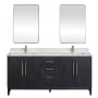 Miseno Gara 72" Free Standing Double Basin Vanity Set with Cabinet, Composite Stone Vanity Top and Mirror Fir Wood Black