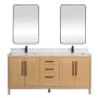 Miseno Gara 72" Free Standing Double Basin Vanity Set with Cabinet, Composite Stone Vanity Top and Mirror Washed Ash Grey