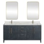 Miseno Gara 72" Free Standing Double Basin Vanity Set with Cabinet, Composite Stone Vanity Top and Mirror Washed Blue