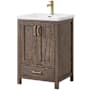 Miseno Gela 24" Free Standing Single Basin Vanity Set with Cabinet and Ceramic Vanity Top Spruce Vintage Brown / White