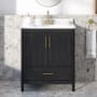 Miseno Hobart 29" Free Standing Single Basin Vanity Set with Cabinet and Marble Vanity Top Ebony Wood
