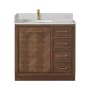 Miseno Jakarta 36" Free Standing Single Basin Vanity Set with Cabinet and Quartz Vanity Top Aged Dark Brown Oak