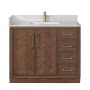 Miseno Jakarta 42" Free Standing Single Basin Vanity Set with Cabinet and Quartz Vanity Top Aged Dark Brown Oak