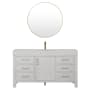Miseno León 60" Free Standing Single Basin Vanity Set with Cabinet, Composite Stone Vanity Top and Mirror Washed White