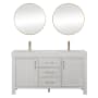 Miseno León 60" Free Standing Double Basin Vanity Set with Cabinet, Composite Stone Vanity Top and Mirror Washed White