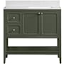 Miseno Ravello 36" Single Basin Vanity Set with 3/4" Marble Stone Composite Top, Rectangular Sink, USB Port, and Electrical Outlet Deep Olive Green