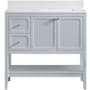 Miseno Ravello 36" Single Basin Vanity Set with 3/4" Marble Stone Composite Top, Rectangular Sink, USB Port, and Electrical Outlet Soft Blue