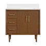 Miseno Mertola 36" Free Standing Single Basin Vanity Set with Cabinet and Stone Composite Vanity Top Dark Maplewood