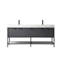 Miseno Marcilla 72" Free Standing Double Basin Vanity Set with Cabinet and Stone Composite Vanity Top Gentleman Grey / White
