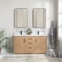 Miseno San 60" Free Standing Double Basin Vanity Set with Cabinet and Composite Stone Vanity Top Fir Wood Brown / White Grain