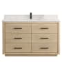 Miseno Porto 55" Free Standing Single Basin Vanity Set with Cabinet and Quartz Vanity Top Aged Natural Oak / Fish Maw White