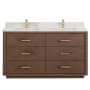 Miseno Porto 60" Free Standing Double Basin Vanity Set with Cabinet and Quartz Vanity Top Aged Dark Brown Oak / Fish Maw White