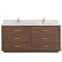 Miseno Porto 72" Free Standing Double Basin Vanity Set with Cabinet and Quartz Vanity Top Aged Dark Brown Oak / Fish Maw White