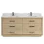 Miseno Porto 72" Free Standing Double Basin Vanity Set with Cabinet and Quartz Vanity Top Aged Natural Oak / Fish Maw White