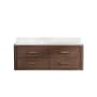 Miseno Cristo 54" Wall Mounted Single Basin Vanity Set with Cabinet and Quartz Vanity Top Aged Dark Brown Oak / Fish Maw White