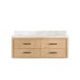 Miseno Cristo 54" Wall Mounted Single Basin Vanity Set with Cabinet and Quartz Vanity Top Fir Wood Brown / Fish Maw White