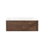 Miseno Cristo 60" Wall Mounted Double Basin Vanity Set with Cabinet and Quartz Vanity Top Aged Dark Brown Oak / Fish Maw White