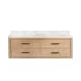 Miseno Cristo 60" Wall Mounted Double Basin Vanity Set with Cabinet and Quartz Vanity Top Fir Wood Brown / Fish Maw White