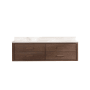 Miseno Cristo 72" Wall Mounted Double Basin Vanity Set with Cabinet and Quartz Vanity Top Aged Dark Brown Oak / Fish Maw White