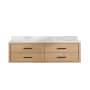 Miseno Cristo 72" Wall Mounted Double Basin Vanity Set with Cabinet and Quartz Vanity Top Fir Wood Brown / Fish Maw White