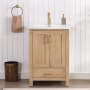 Miseno Gela 24" Free Standing Single Basin Vanity Set with Cabinet and Ceramic Vanity Top Fir Wood Brown / White