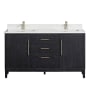 Miseno Gara 60" Free Standing Double Basin Vanity Set with Cabinet and Composite Stone Vanity Top Fir Wood Black